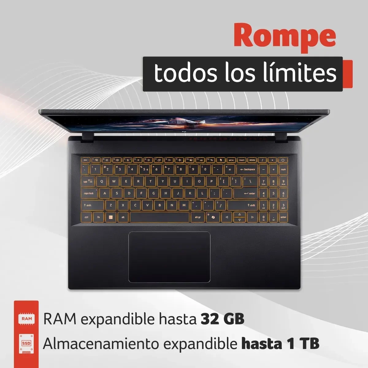 Laptop Gamer Acer Nitro V 15.6 Fhd C5 210h 8/512gb Rtx4050 Negro